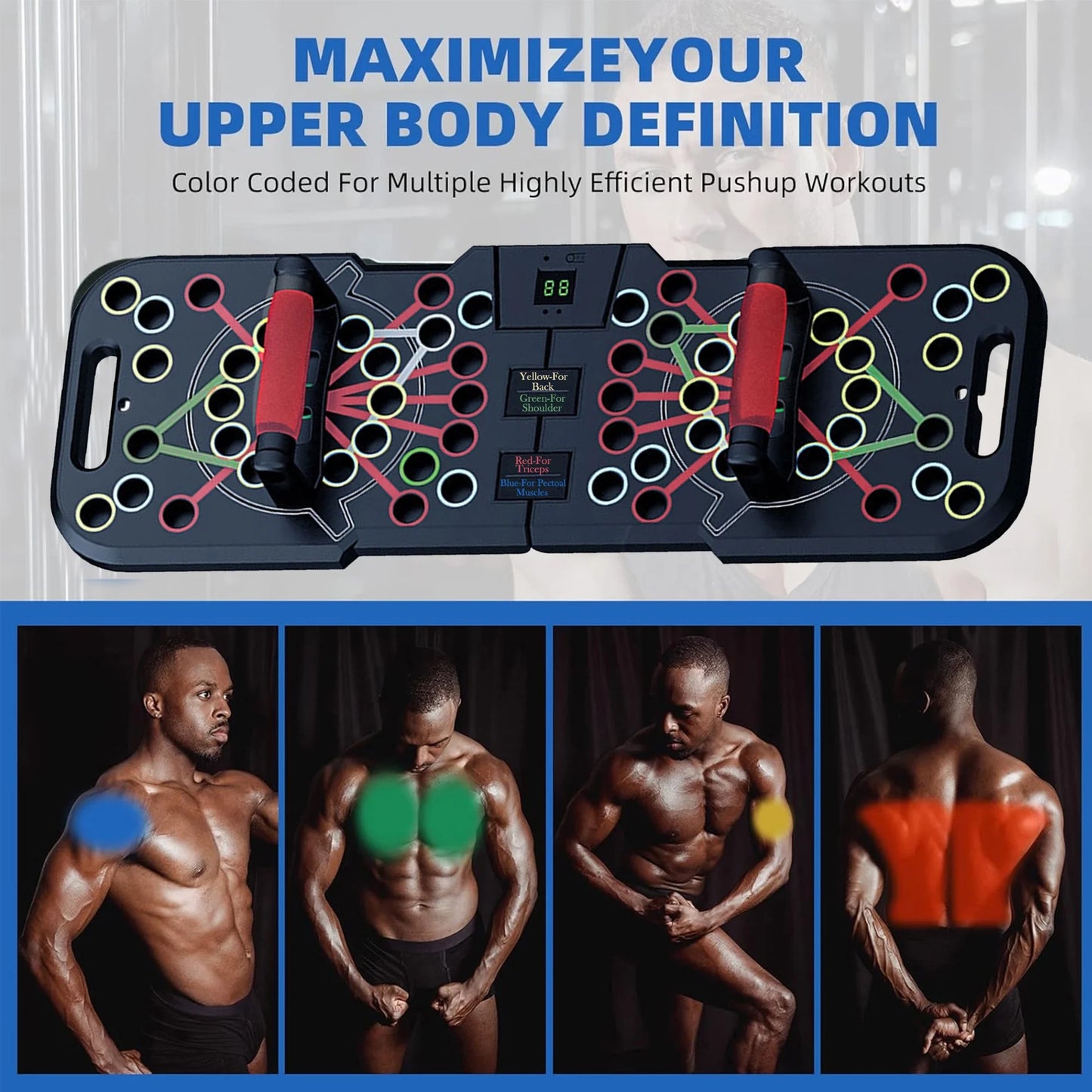 Push up Board with Smart Count,Multi-Function 60 in 1 Push up Bar (Foldable & Portable),Push up Handles for Floor,Professional Home Workout Equipment,Gym Equipment Strength Training Equipment for Men